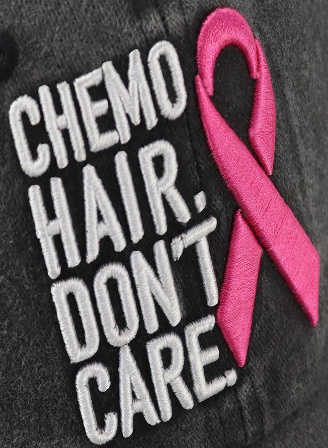Kahhrepa Breast Cancer Gifts for Women, 3D Embroidered Chemo Hair Don't Care Hat, Pink Ribbon Logo Breast Cancer Awareness Inspirational Gifts, Adjustable Cotton Chemo Caps for Women Cancer Survivor Friends - Image 4